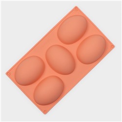 Форма силиконовая для выпечки Доляна «Яйцо», 30×17,5 см, 5 ячеек (10×7×3,5 см), цвет МИКС