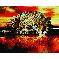 Алмазная мозаика GF 3668 Леопард у воды 40*50