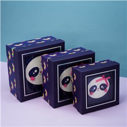 Набор подарочных коробок 3 в 1 «Panda», 15*15*6.5-17*17*8-19*19*9.5