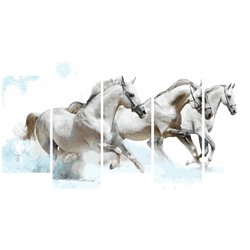 Картина по номерам WX 1087 Белые лошади 30*40*2+30*60*2+30*80