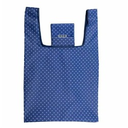 Складная хозяйственная сумка-авоська, 1 шт. Цвет темно-синий, принт горох.