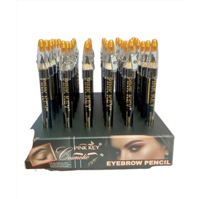 Карандаш для бровей с точилкой Pink Key Eyebrow Pencil черный 1шт