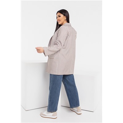 Модный удлиненный пиджак в принт "гусиная лапка" X13430