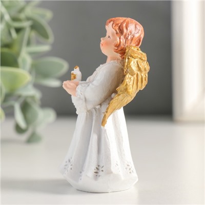 Сувенир полистоун "Праздничный ангел в белом платье" золотые крылья МИКС 5х3,5х7,5 см