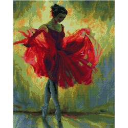 Алмазная мозаика APK 19076 Балерина в красном 40*50 Эксклюзив