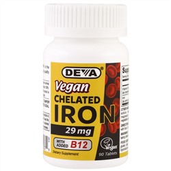 Deva, веганское хелатное железо, 29 мг, 90 таблеток