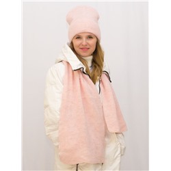 Комплект зимний женский шапка+шарф Ника (Цвет светло-розовый), размер 56-58, шерсть 30%