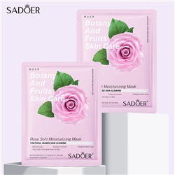 Питательная тканевая маска для лица экстрактом розы Sadoer Botany And Fruits Skin Care Rose Soft Moisturizing Mask (упаковка 10шт)