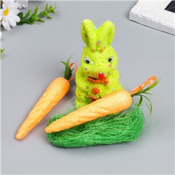 Декор "Зайчик с морковками и травкой" набор 4 шт МИКС 15 см