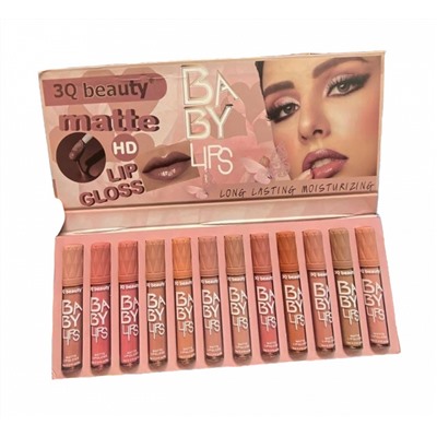 Набор блесков для губ 3Q Beauty Matte Baby Lip Gloss 12шт