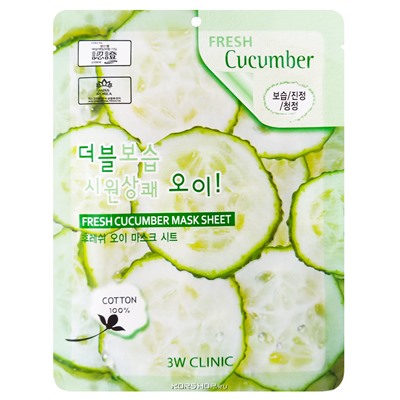 Маска с экстрактом огурца Fresh 3W Clinic, Корея, 23 г