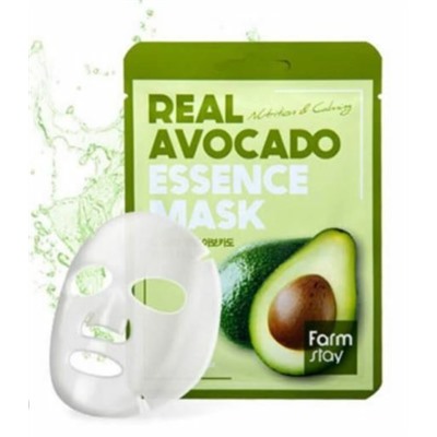 FarmStay Тканевая маска с экстрактом Авокадо, увлажнение и питание, Avocado Real Essence Mask, 23 мл.