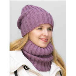 Комплект зимний женский шапка+снуд Жизель (Цвет светлая фуксия), размер 56-58, шерсть 50%, мохер 30%