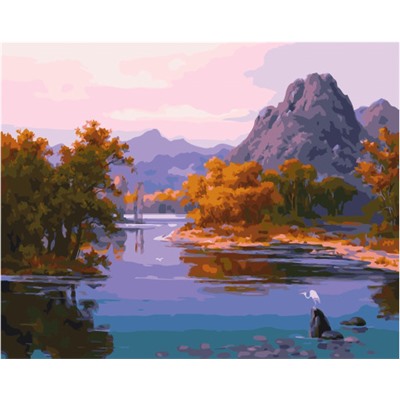 Картина по номерам PK 45085 Осенний закат у горной реки 40*50 Эксклюзив