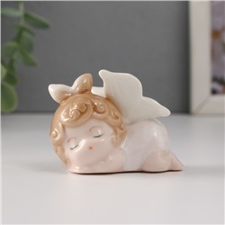 Сувенир керамика "Малышка-ангел с бантиком спит" 6х4х5 см