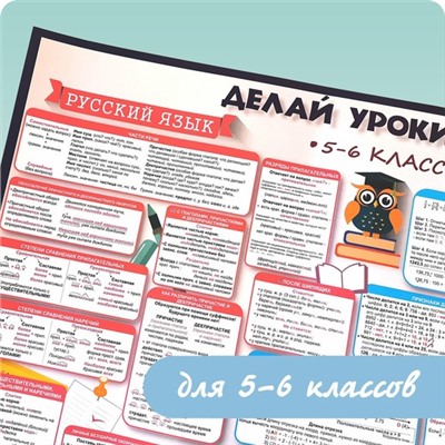 Плакат «Делай уроки сам» для 5-6 классов. Русский язык и Математика