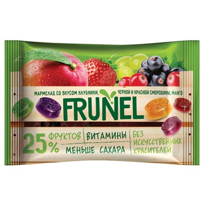 «Frunel», мармелад со вкусом клубники, чёрной и красной смородины, манго, винограда, 40г
