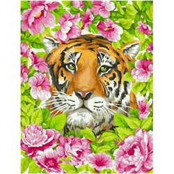 Картина по номерам GX 39087 Тигр в цветах 40*50
