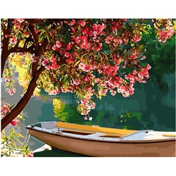 Картина по номерам GX 34147 Лодка под цветущим деревом 40*50