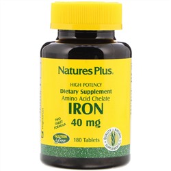 Nature's Plus, Железо, 40 мг, 180 таблеток
