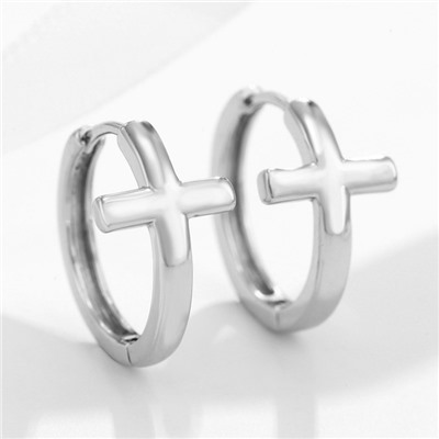 Серьги-кольца XUPING крест, цвет серебро