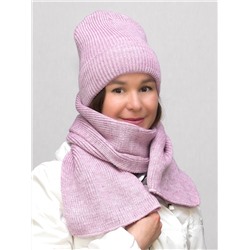 Комплект зимний женский шапка+шарф Людмила (Цвет лавандово-розовый), размер 56-58, шерсть 30%
