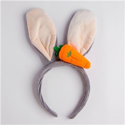Карнавальный ободок «Зайка», с морковкой, цвета МИКС