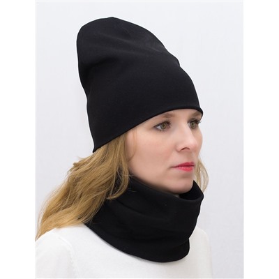 Комплект женский шапка+снуд (Цвет черный+звезда), размер 54-56,  хлопок 95%