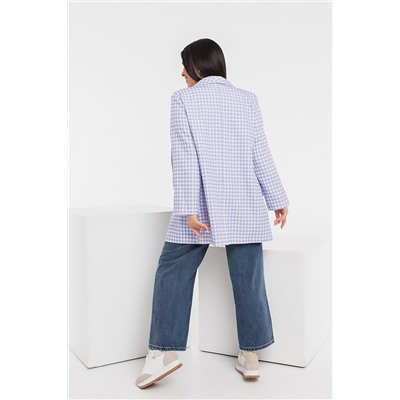 Модный удлиненный пиджак в принт "гусиная лапка" X13429