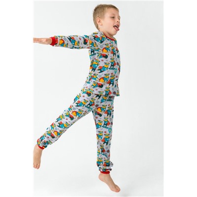 Пижама Супер Пес с начесом детская серый