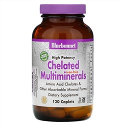 Bluebonnet Nutrition, Хелатные мультиминералы, без железа, 120 капсул