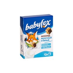 Шоколад детский BabyFox , молочный и белый, 90 г/1 шт