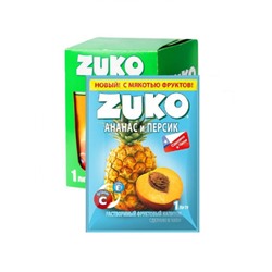 Zuko / Растворимый напиток со вкусом ананаса и персика ZUKO (блок 12шт по 25гр)