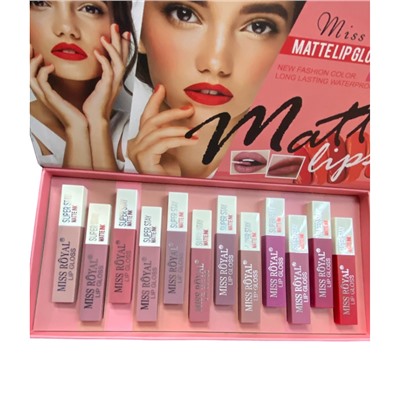 Набор матовых блесков для губ Miss Royal Lip Gloss Super Stay Matte Ink (12шт)