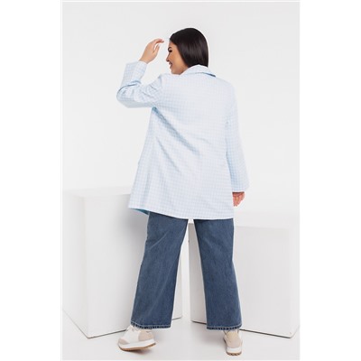 Модный удлиненный пиджак в принт "гусиная лапка" X13428