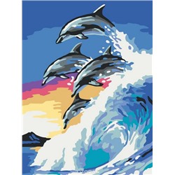 Дельфины на волне