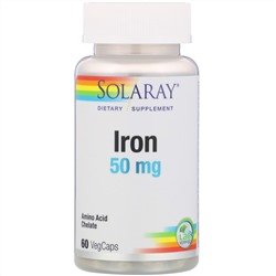 Solaray, Iron (Железо), 50 мг, 60 растительных капсул