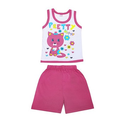 DL054-70-9-27 костюм детский (шорты+майка), розовый
