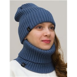 Комплект женский весенний шапка+снуд Ники (Цвет светло-синий), размер 52-56