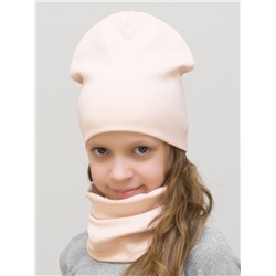 Комплект для девочки шапка+снуд (Цвет светло-бежевый), размер 48-50; 50-52; 52-54; 54-56,  хлопок 95%