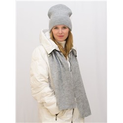 Комплект зимний женский шапка+шарф Ника (Цвет серый), размер 56-58, шерсть 30%