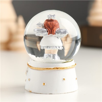 Сувенир полистоун водяной шар "Ангелочек -девочка в короне" серебро МИКС 4,5х4,5х6,2 см