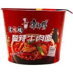 Лапша быстрого приготовления со вкусом кислой острой говядины Kang Shi Fu 114гр