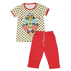 Dl3560-4 комплект для девочек, футболка+бриджи, бежевый