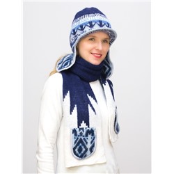 Комплект зимний женский шапка+снуд Алсу (Цвет светло-синий), размер 56-58, шерсть 80%