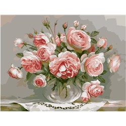 Картина по номерам PK 59017 (G 436) Розы в стеклянной вазочке (Бузин Игорь) 40*50 Эксклюзив