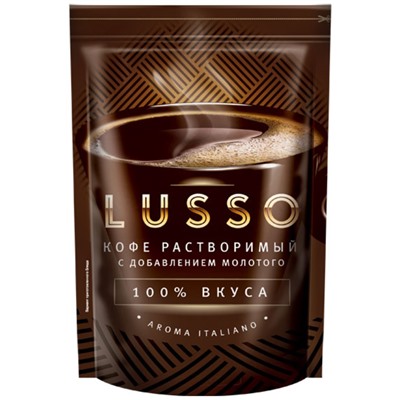 «LUSSO», кофе растворимый с добавлением молотого, 75г