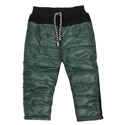2-8 брюки утепленные детские, черно-зеленые