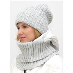 Комплект зимний женский шапка+снуд Кэмерон (Цвет серый пух), размер 56-58, шерсть 30%