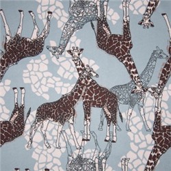 Ткань на отрез кулирка R4209-V2 Жирафы цвет голубой